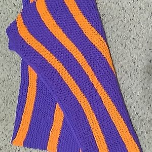 Orange and purple knitted blanket